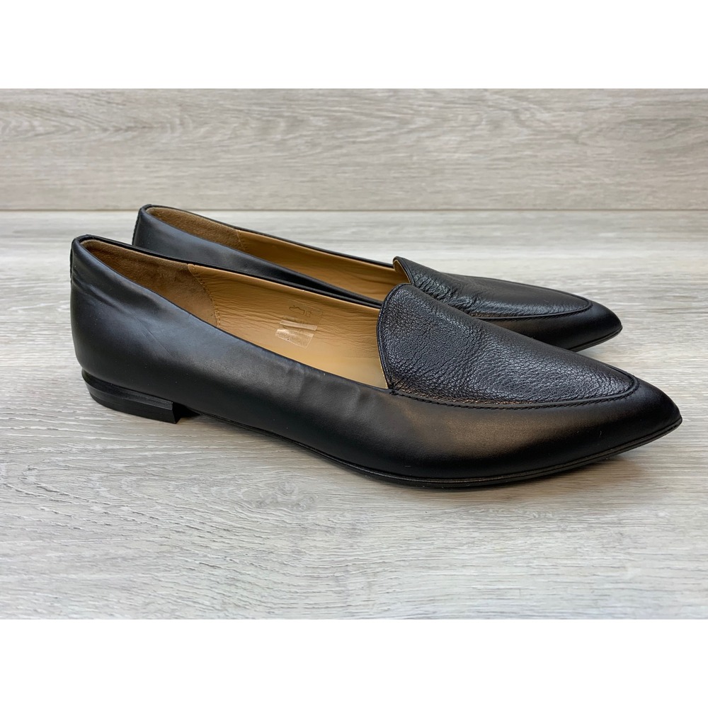 Everlane Black Leather Pointed Slip-On Loafers